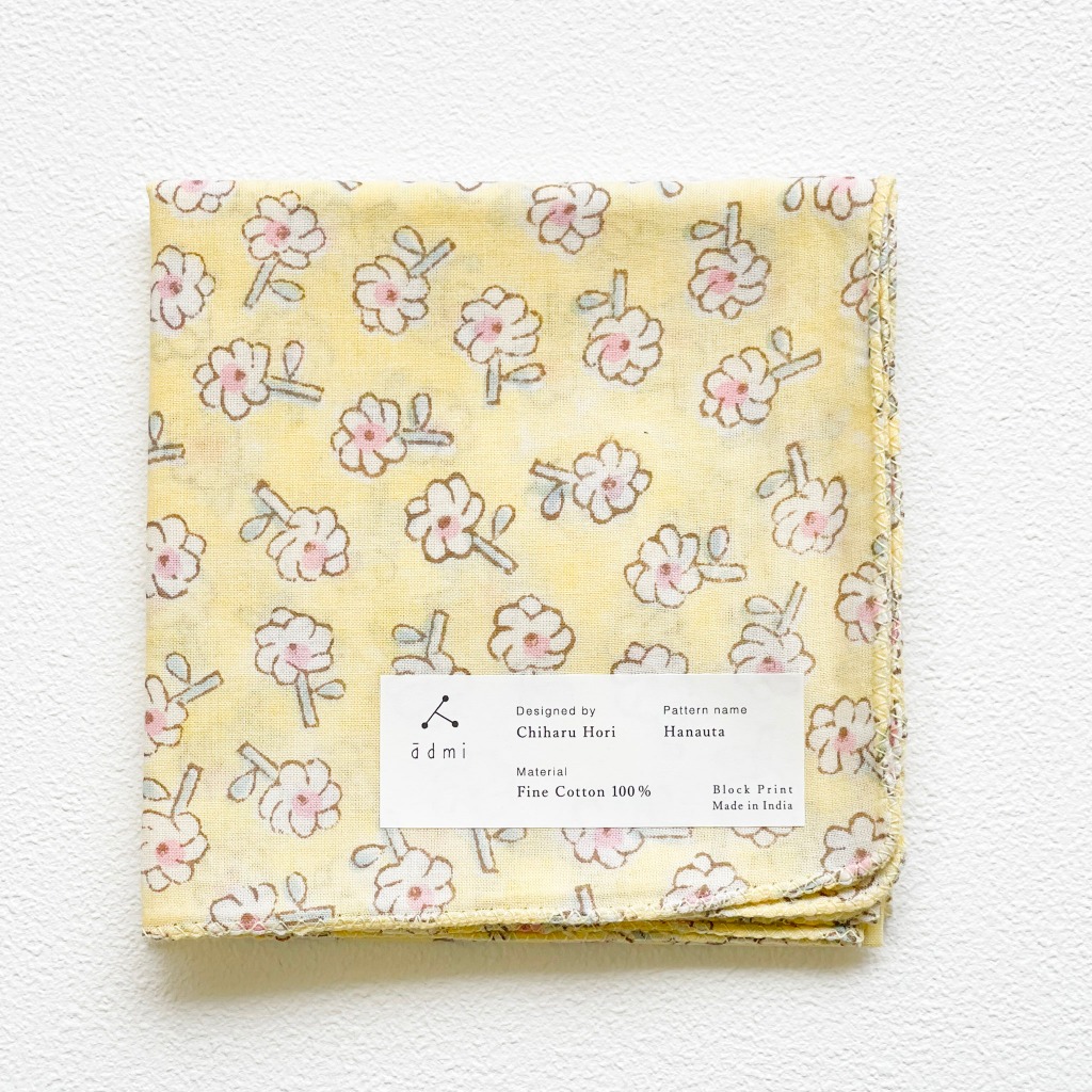 日本設計/印度製造 admi 全棉 方形 45x45 cm 手帕 手巾 (Hanauta 07)