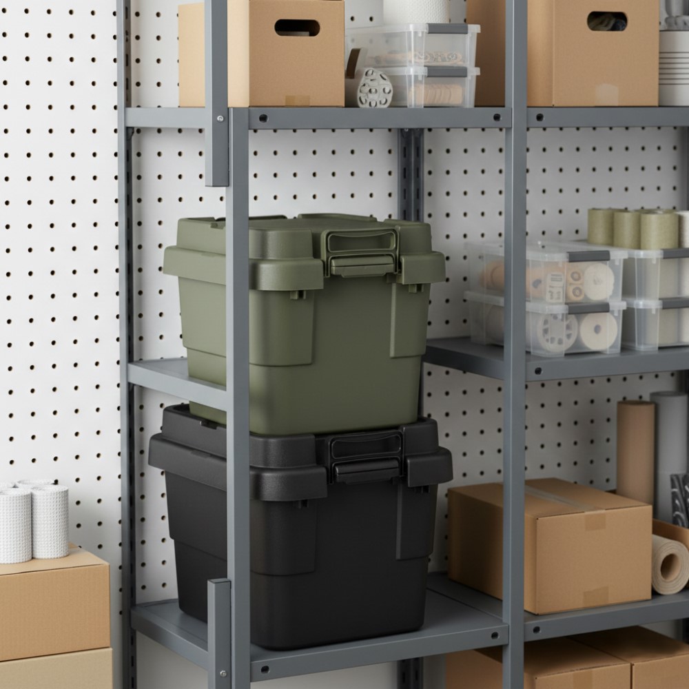 【AOTTO】30L無印款軍規高耐重扣式多功能提把收納箱-2入(AL-2203W*2), , large