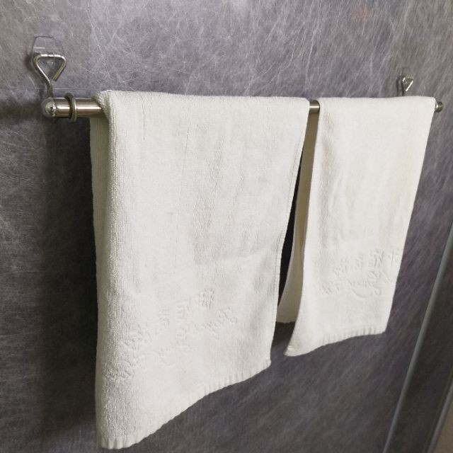 [熊好貼國際]毛巾架 75cm單桿(SGS認證不銹鋼) 凹凸紋路牆面可貼(一次貼) 無痕掛勾掛鉤 壁掛 舒適家, , large