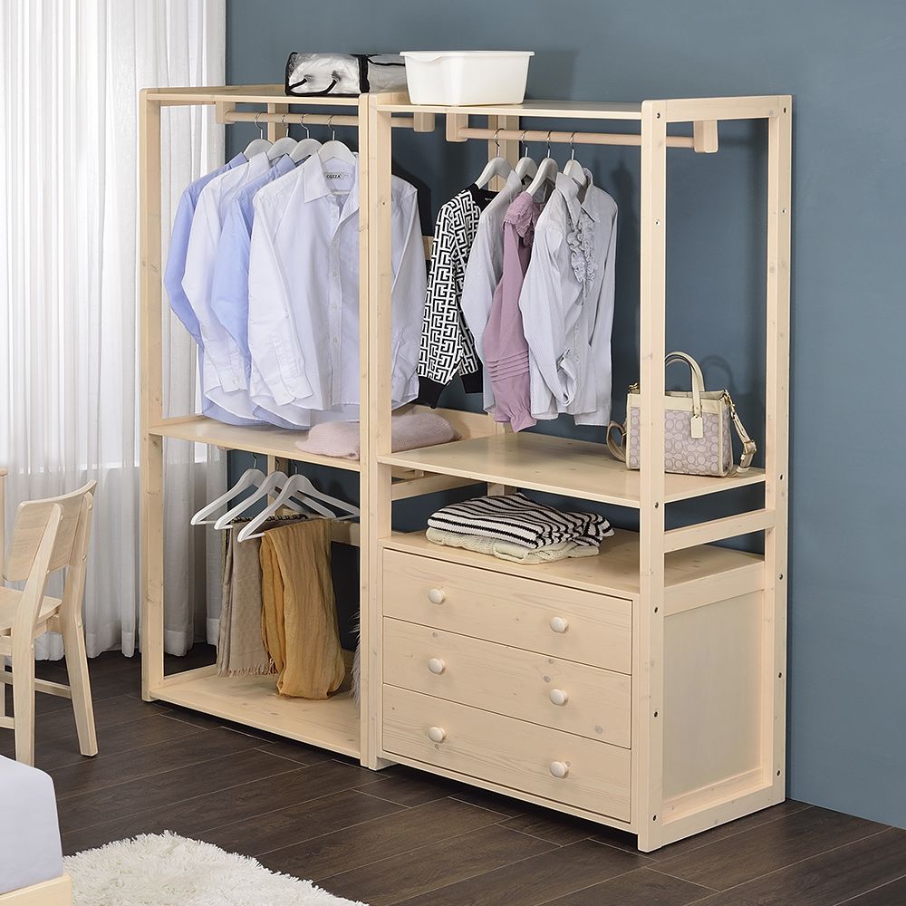 【Homelike】喜家居5.4尺開放實木衣櫃-象牙白(2259), , large