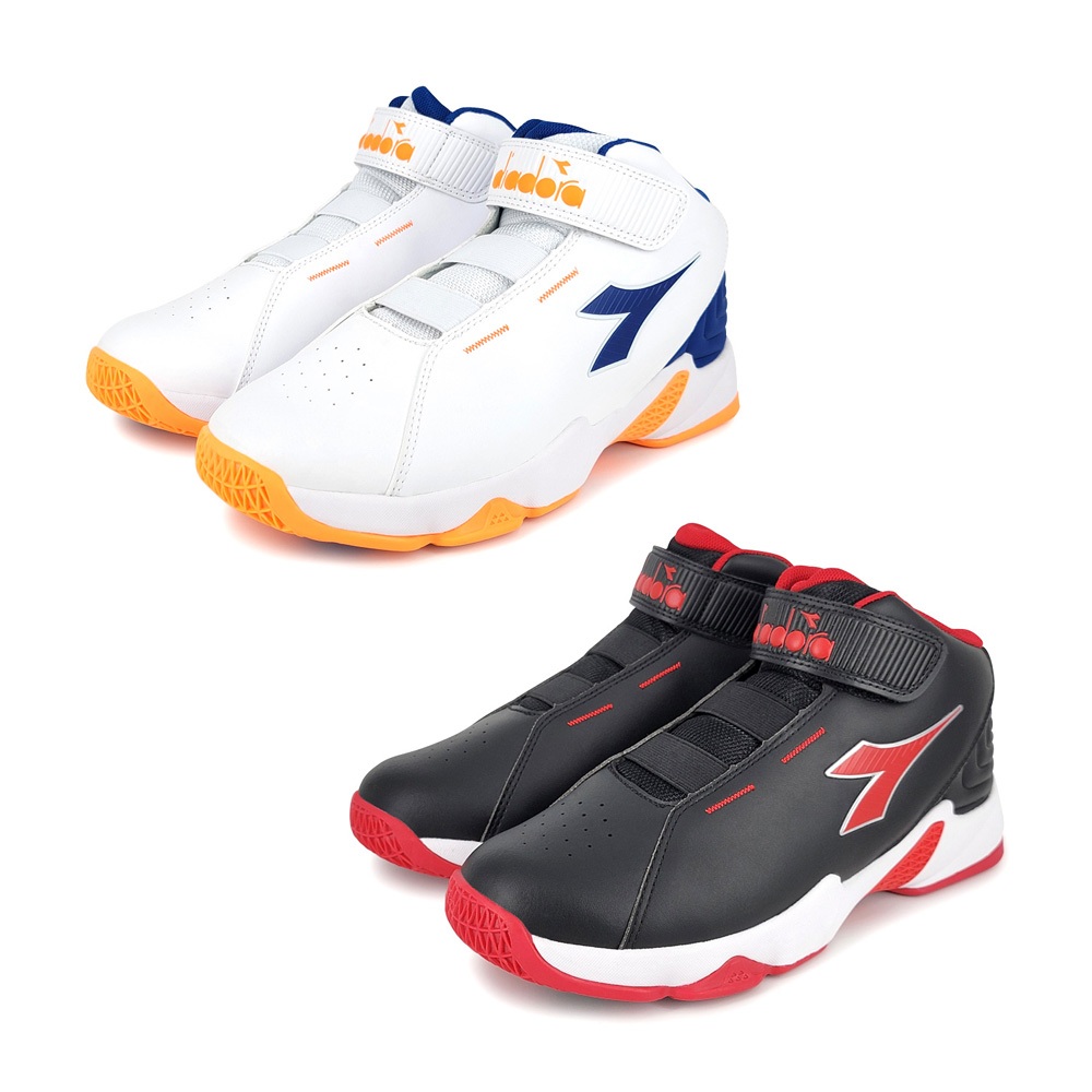 DIADORA迪亞多那 大童避震籃球鞋 童運動鞋 魔鬼氈 寬楦 保護後跟 抗菌 除臭 緩震 減壓 耐磨 防滑 白藍 黑紅