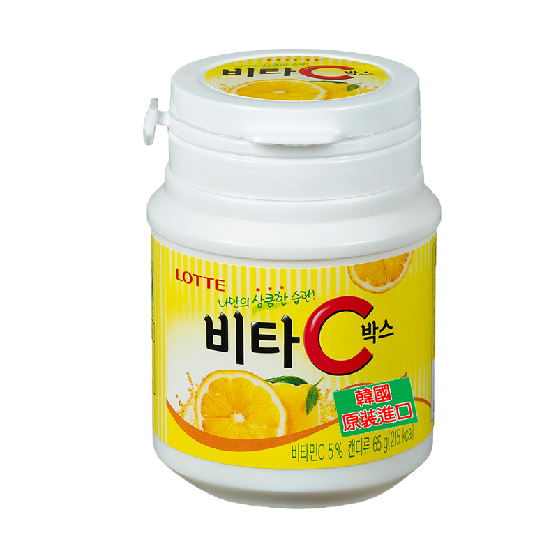 LOTTE 檸檬C糖(罐裝)65g, , large
