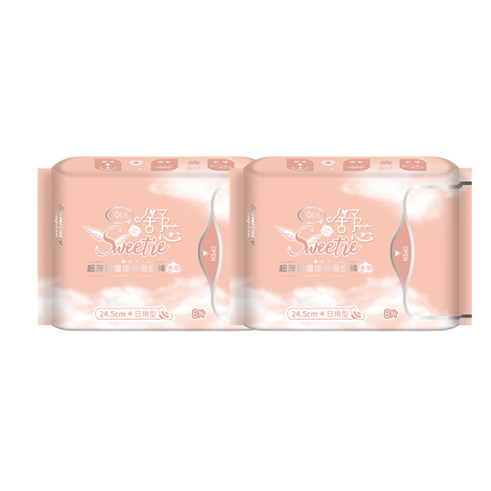 舒芯超薄抑菌涼感衛生棉日用型2包8片24.5, , large