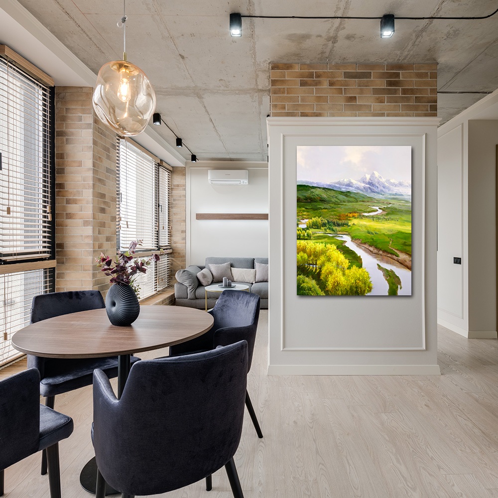 【御畫房】天山溪流 國家一級畫師手繪油畫60&times;90cm(VF-102), , large