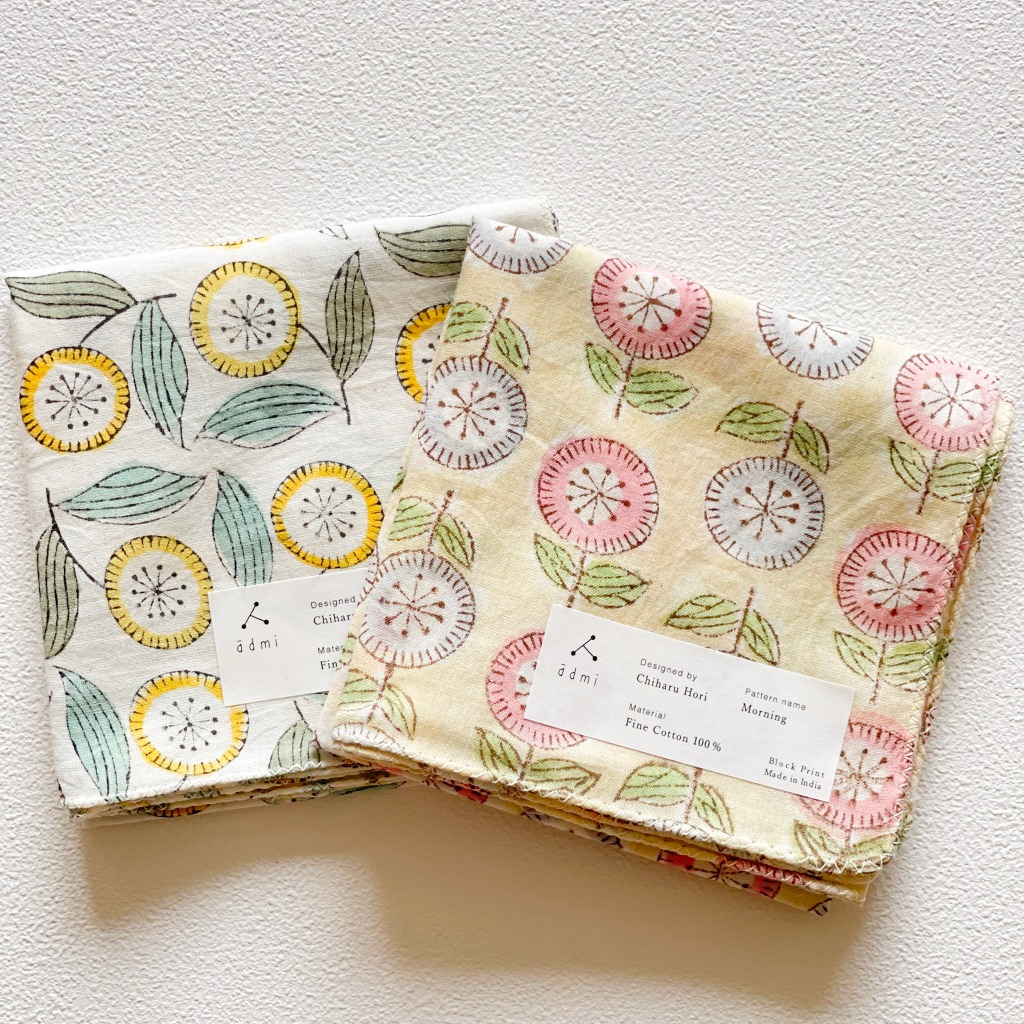 日本設計/印度製造 admi 全棉 方形 45x45 cm 手帕 手巾 (Morning 01), , large