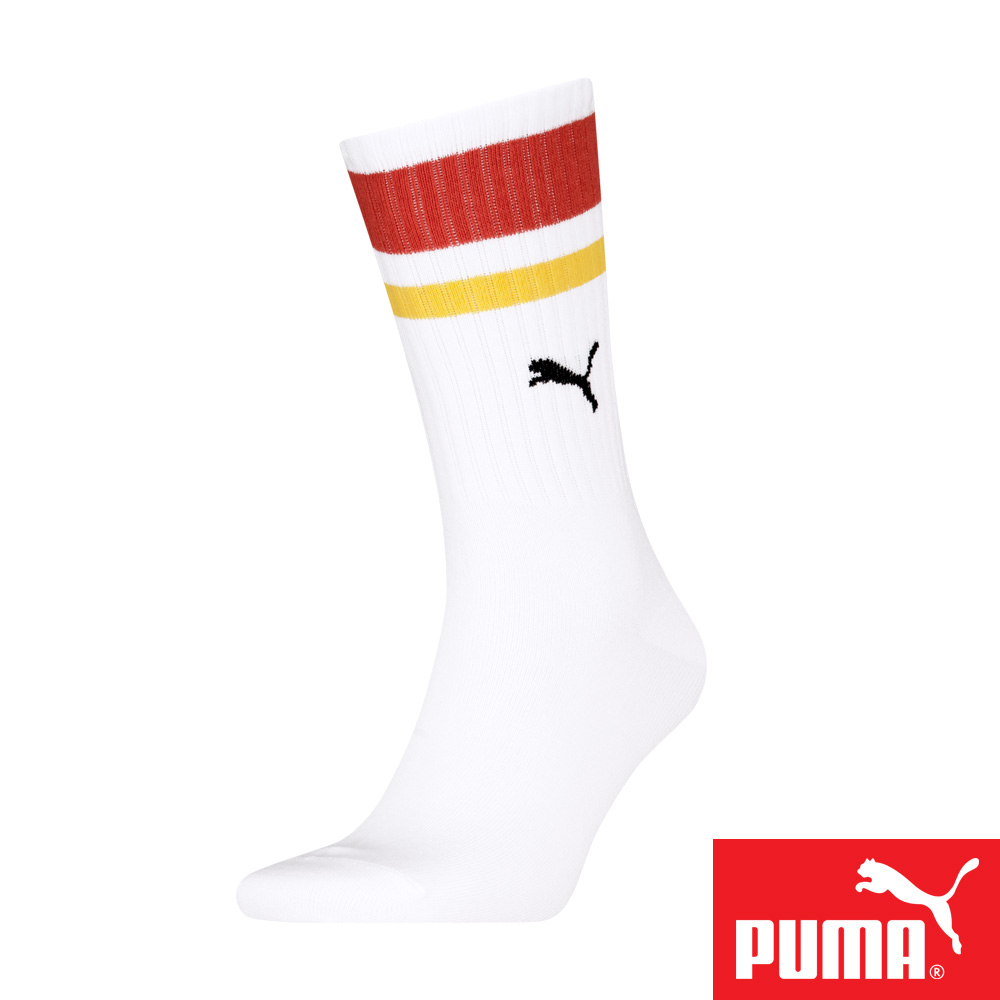 PUMA 男女款中筒襪1雙裝 彪馬 跳豹 男襪 女襪 襪子 運動襪 中筒襪 小腿襪 柔軟 棉質 高彈 耐磨 白紅 黑 白, , large