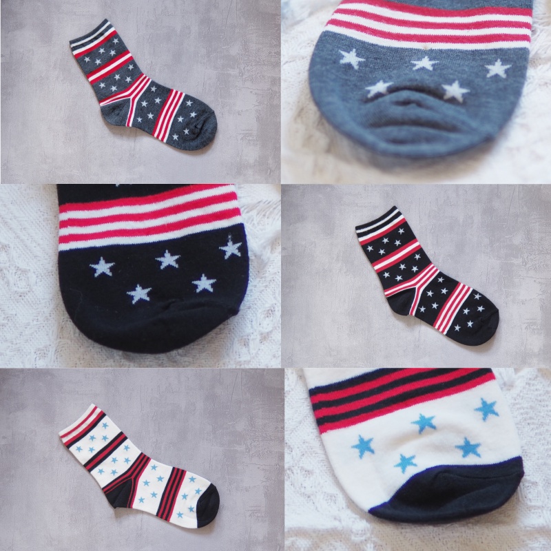 [Kaimei Cotton] 8 pairs of random excellent MIT Taiwan made combed cotton 2/2 fine needle pure cotton socks American star style, , large