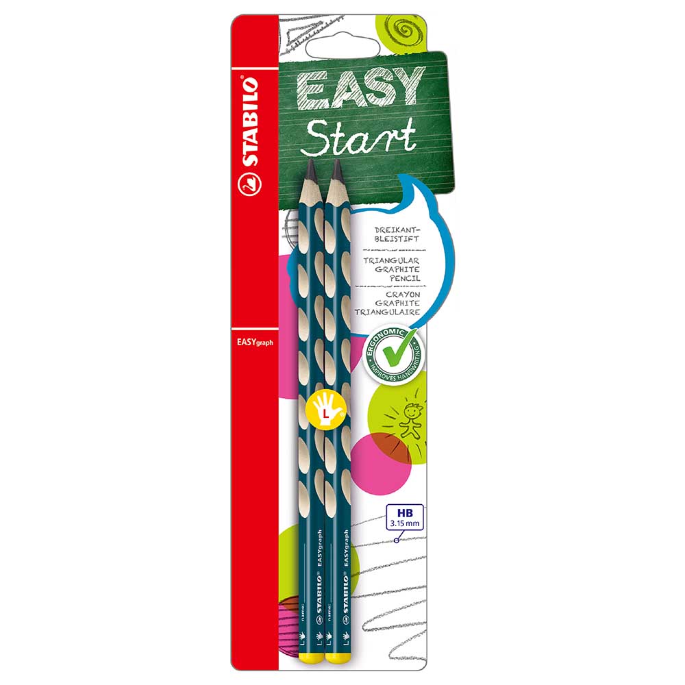 STABILO 德國 思筆樂 EASYgraph 人體工學思筆樂洞洞鉛筆 藍綠色左手 2支/入 STB-39888-5