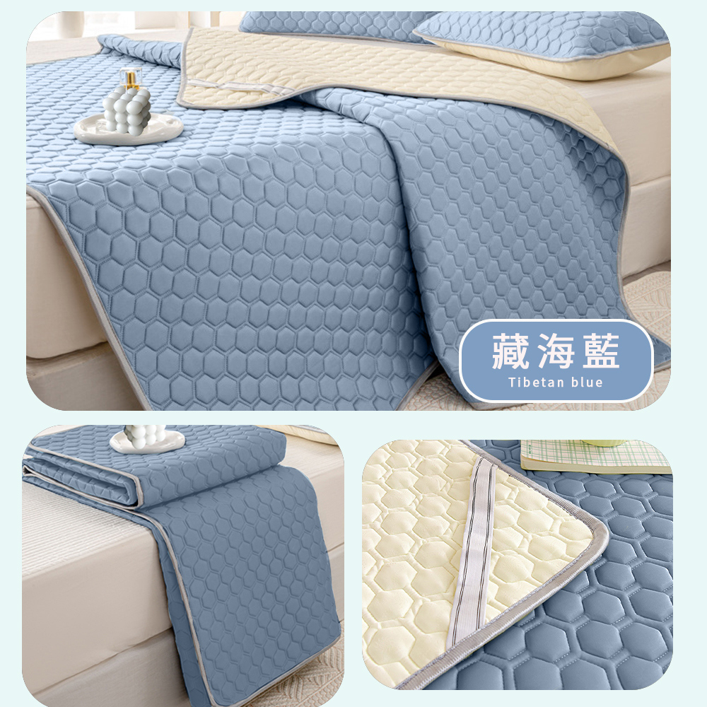 【寢室安居】石墨烯x極凍秒感涼墊 152*190cm 藏海藍｜極速降溫 、親膚舒壓，夏日節能省電首選, , large