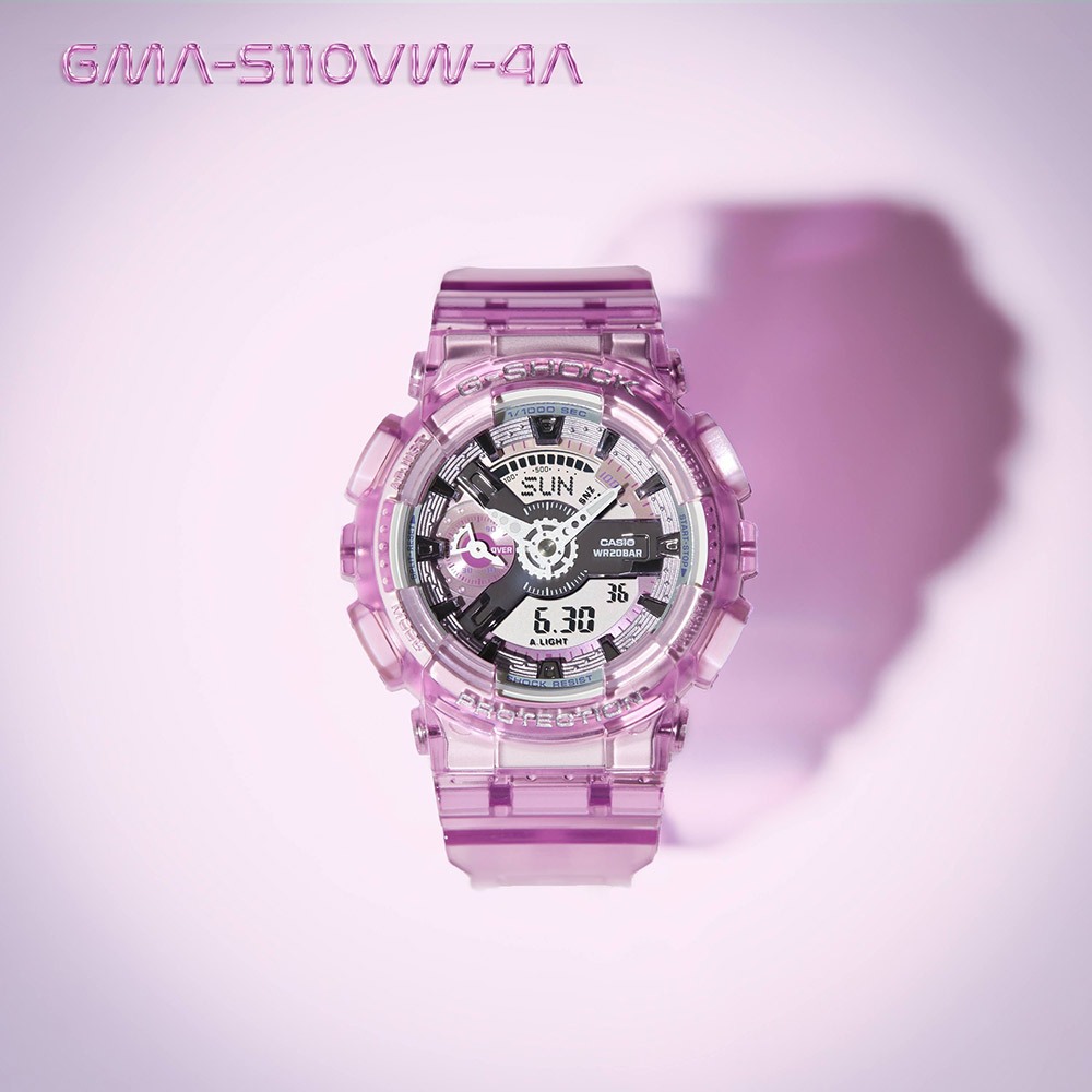 CASIO 卡西歐 G-SHOCK 未來系列 半透明女錶手錶 GMA-S110VW-4A, , large