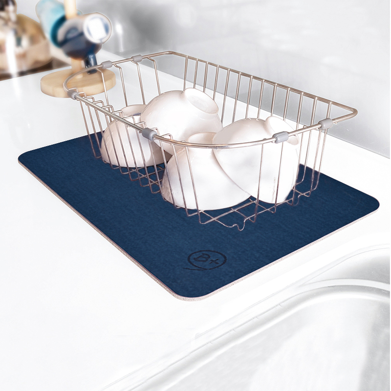 【Monster】 Soft Diatomaceous Earth Absorbent Sink Draining Mat (45x30cm) – Ocean Blue, , large