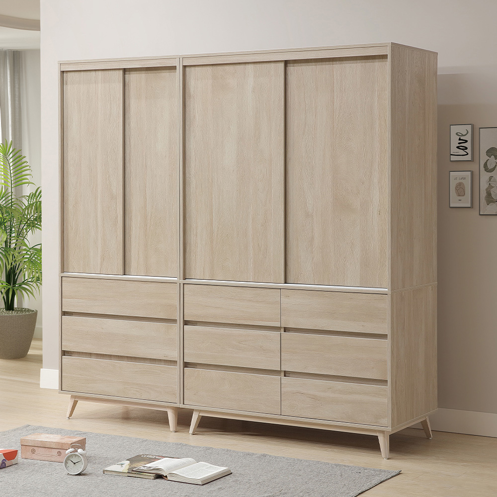 【唯熙傢俱】曼蒂橡木色2.7尺滑門衣櫃, , large