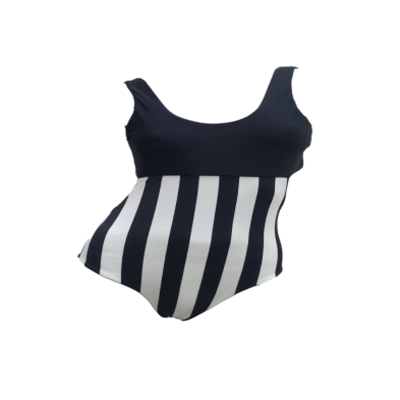 QXHEE.T.台灣製．平口背心式連身泳衣QX-M07  拼接條紋-L