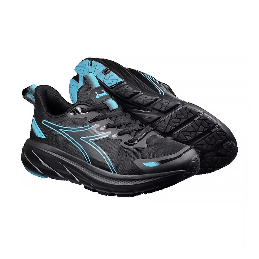 DIADORA迪亞多那 專業避震慢跑鞋 男運動鞋 男鞋 寬楦 透氣 散熱 厚底 吸震 回彈 足弓支撐 止滑 黑藍 綠, , large