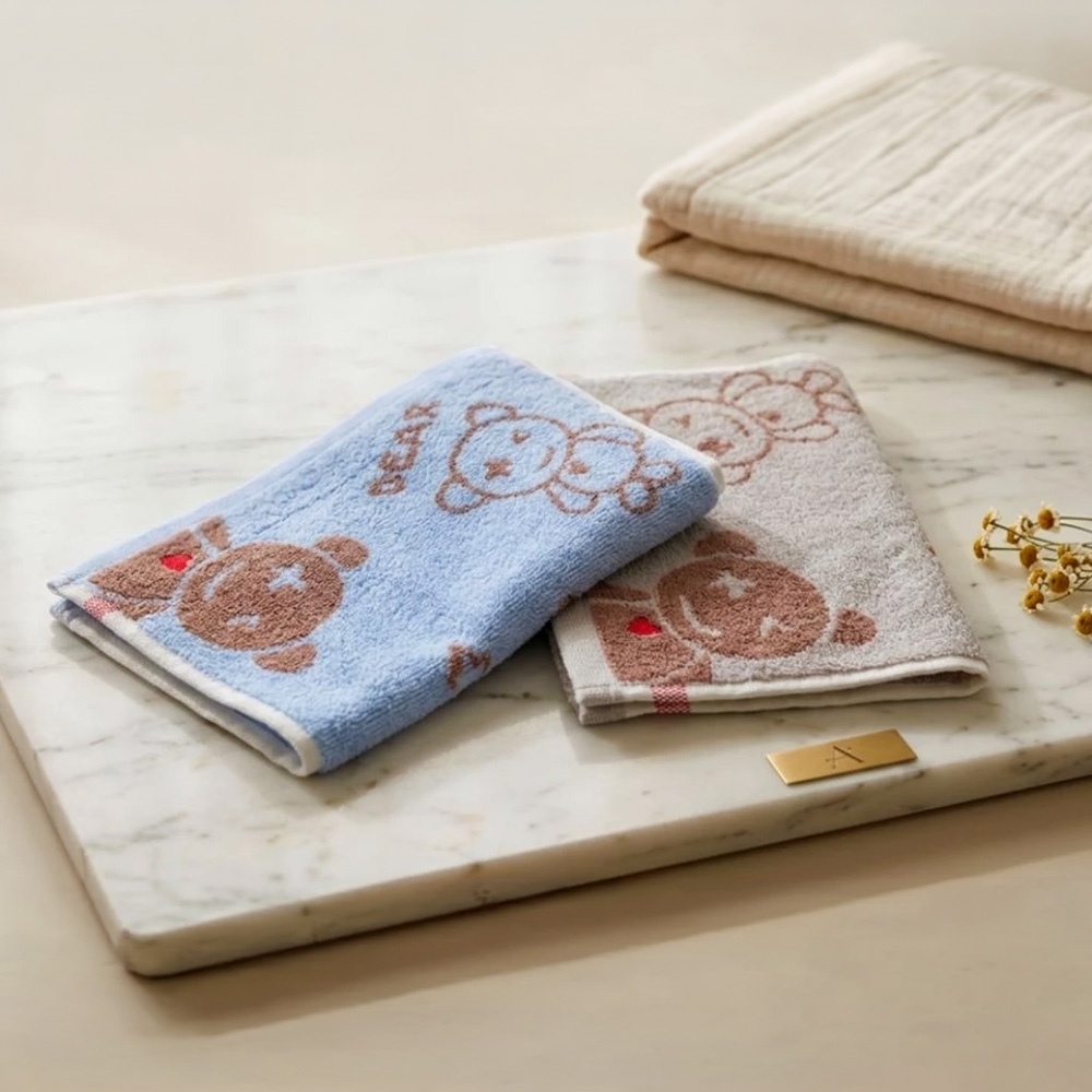 凱美棉業 | 7入組 隨機出色 純棉無捻紗 吸水童巾/擦澡巾/洗臉巾-龐克小熊, , large