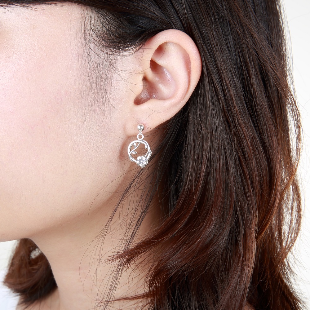 【Angel & Me】Sakura Bloom s925 sterling silver earrings (changeable ear clips), , large