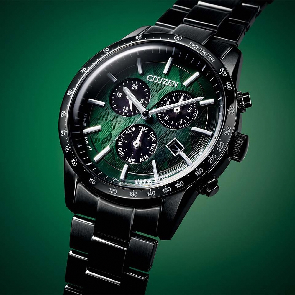 CITIZEN 星辰 極光之森 限定 光動能紳士計時手錶-39.5mm BL5497-85W, , large
