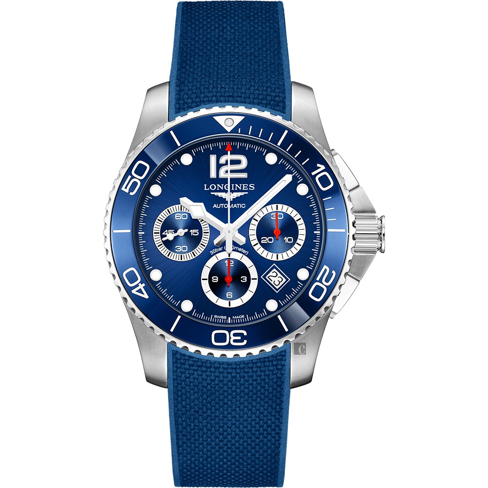 LONGINES 浪琴 深海征服者浪鬼陶瓷計時潛水機械錶-藍/43mm L38834969