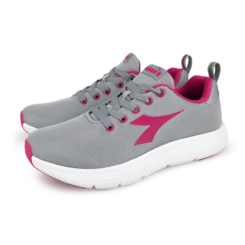 DIADORA迪亞多那 輕量專業慢跑女鞋 女運動鞋 慢跑鞋 時尚 撞色 透氣 散熱 保護後跟 耐磨 止滑 黑綠 灰桃紅, , large