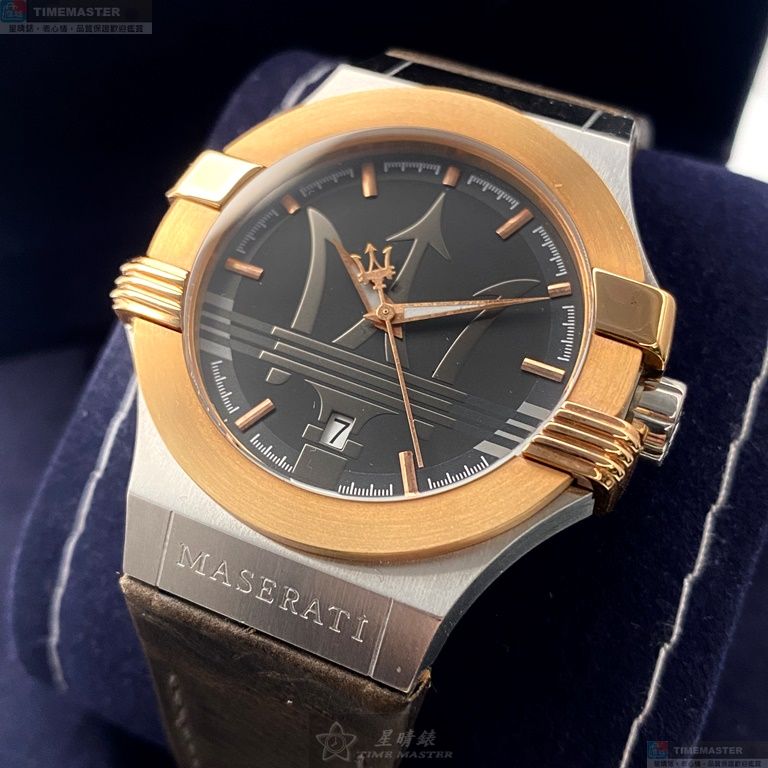 [星晴錶業]MASERATI手錶,42mm,R8851108014古銅色錶面金銀錶殼咖啡色真皮皮革錶帶款, , large