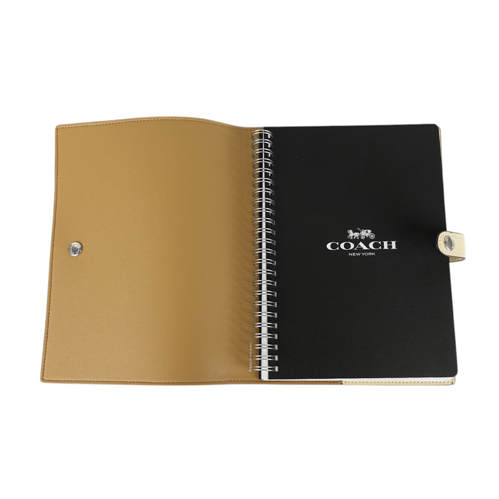 COACH CC Logo 塗層帆布及皮革細節筆記本/記事本/稻黃色, , large