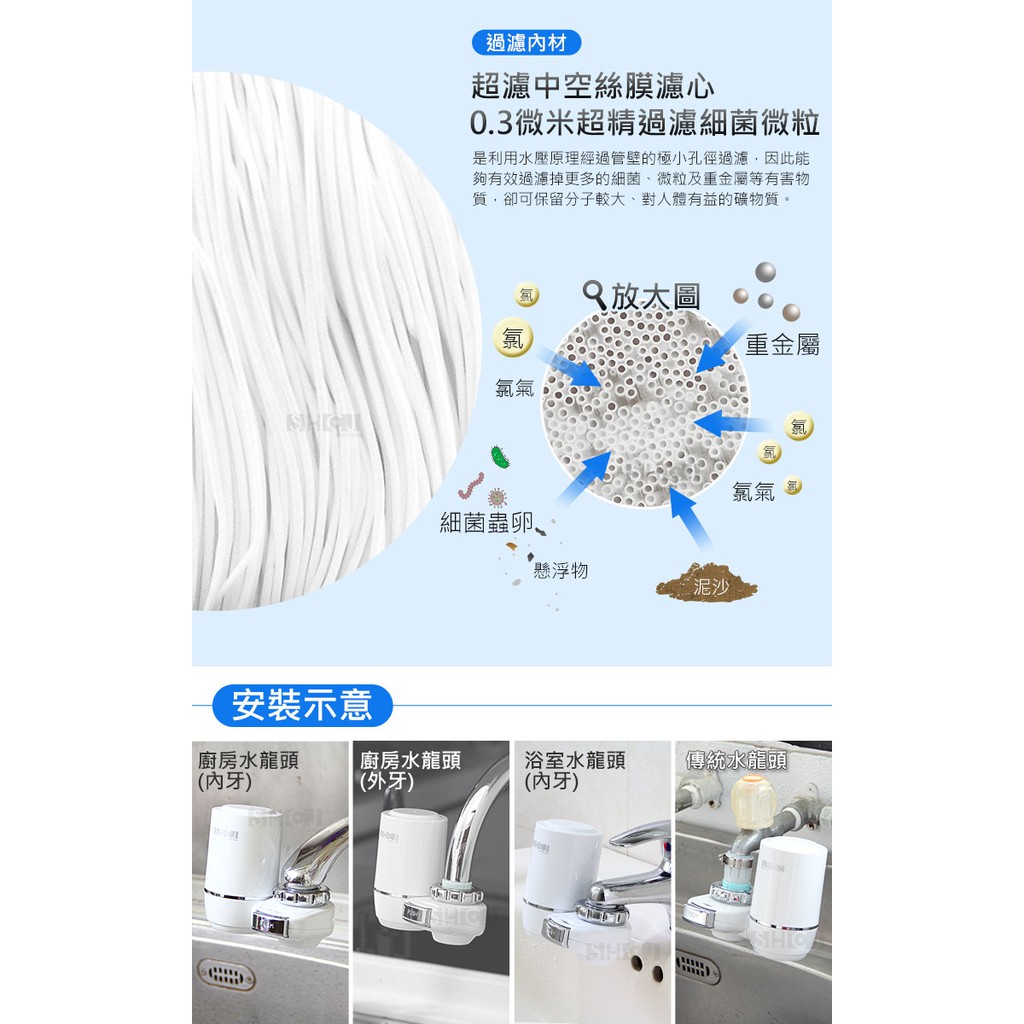 SHCJ廚房水龍頭超濾中空絲膜 淨水過濾器 清洗蔬菜水果洗手 除氯除重金屬鐵屑懸浮物, , large