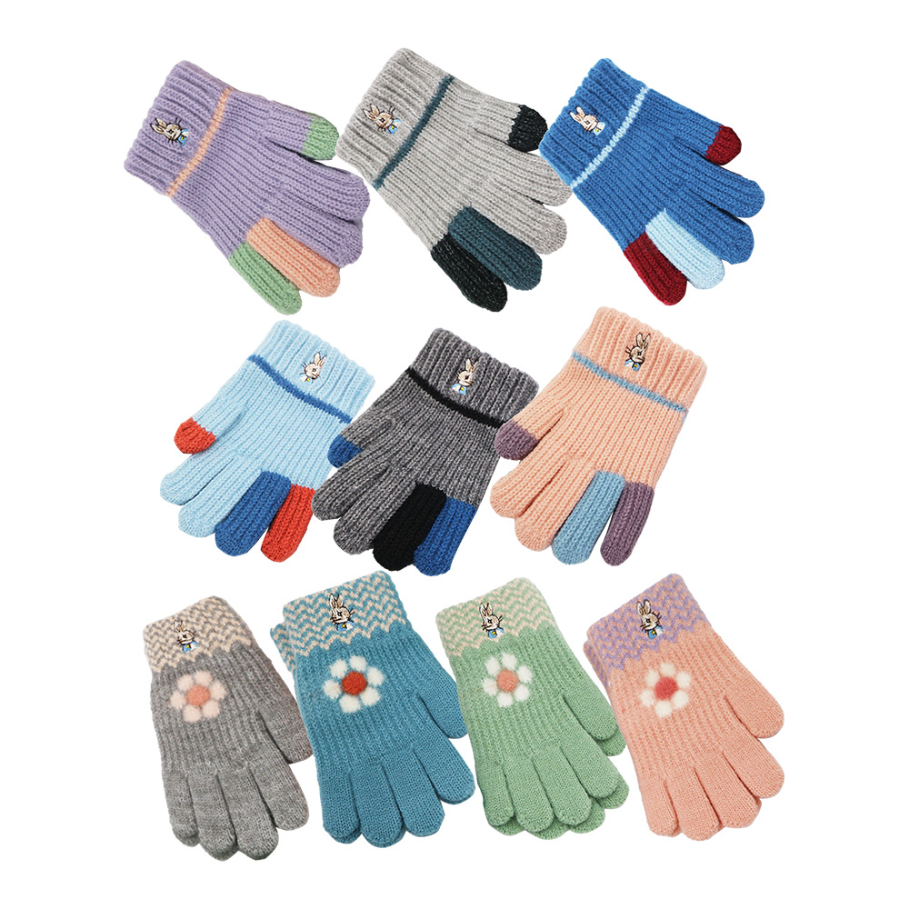 比得兔小花兒童刺繡手套-14.5cm-GL5632 / 跳色兒童刺繡保暖手套-15cm-GL5633-4雙入, , large