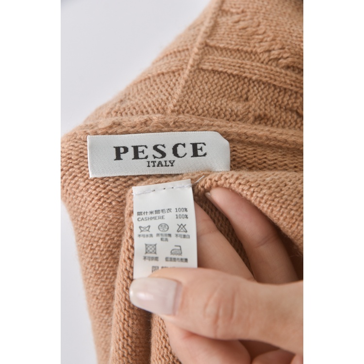 (M) pesce100% cashmore棕色綁帶外套二手衣, , large