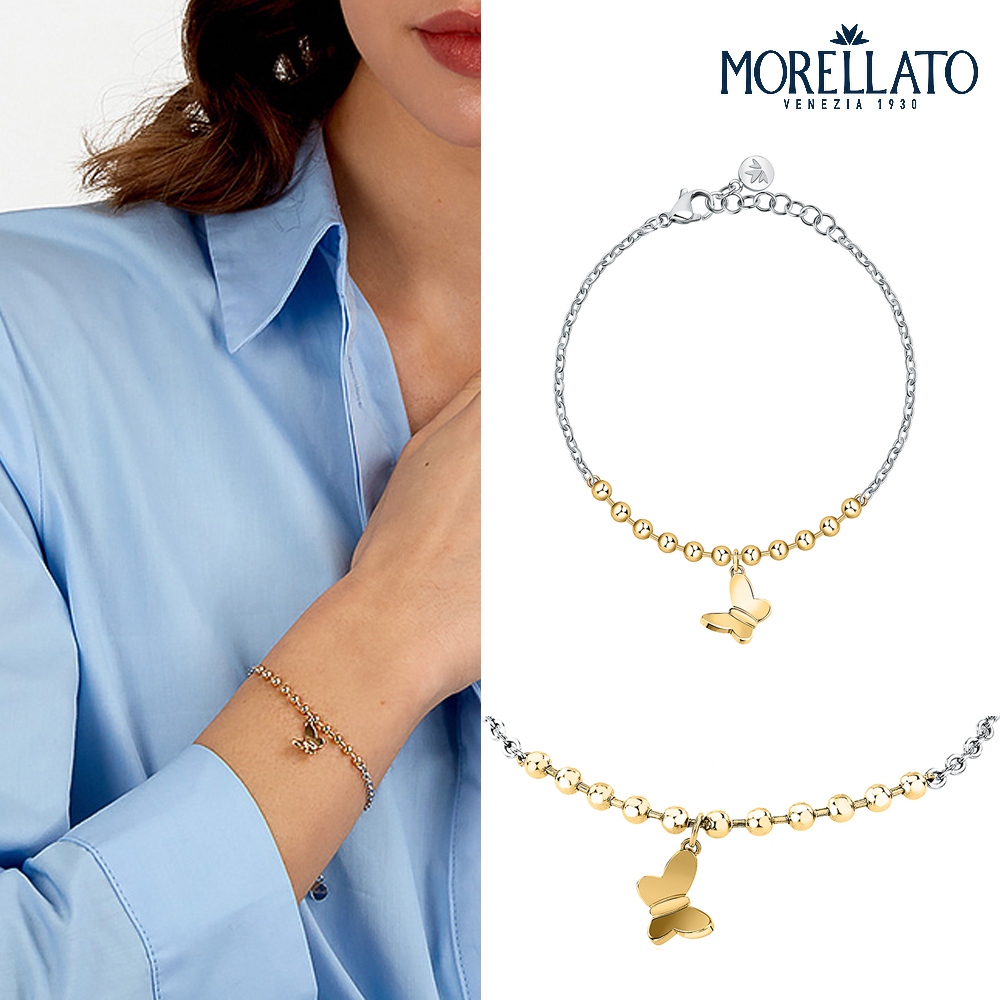 【快速出貨】MORELLATO TALISMANI系列 雙色不鏽鋼 蝴蝶手鍊 SAUN35, , large