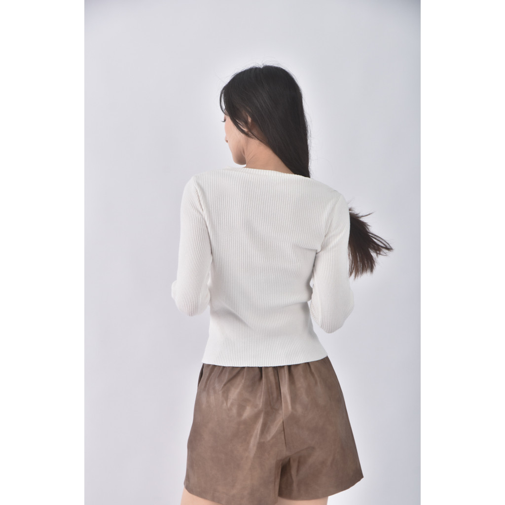(S) 【作珩私服】質感坑紋白色長袖上衣二手衣, , large