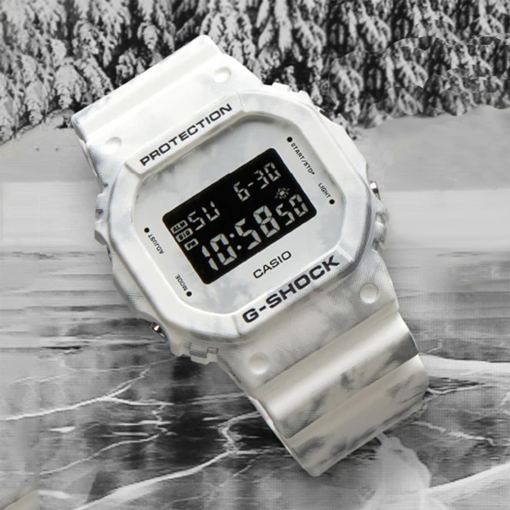 CASIO 卡西歐 G-SHOCK 冬季森林 雪地迷彩手錶 DW-5600GC-7, , large