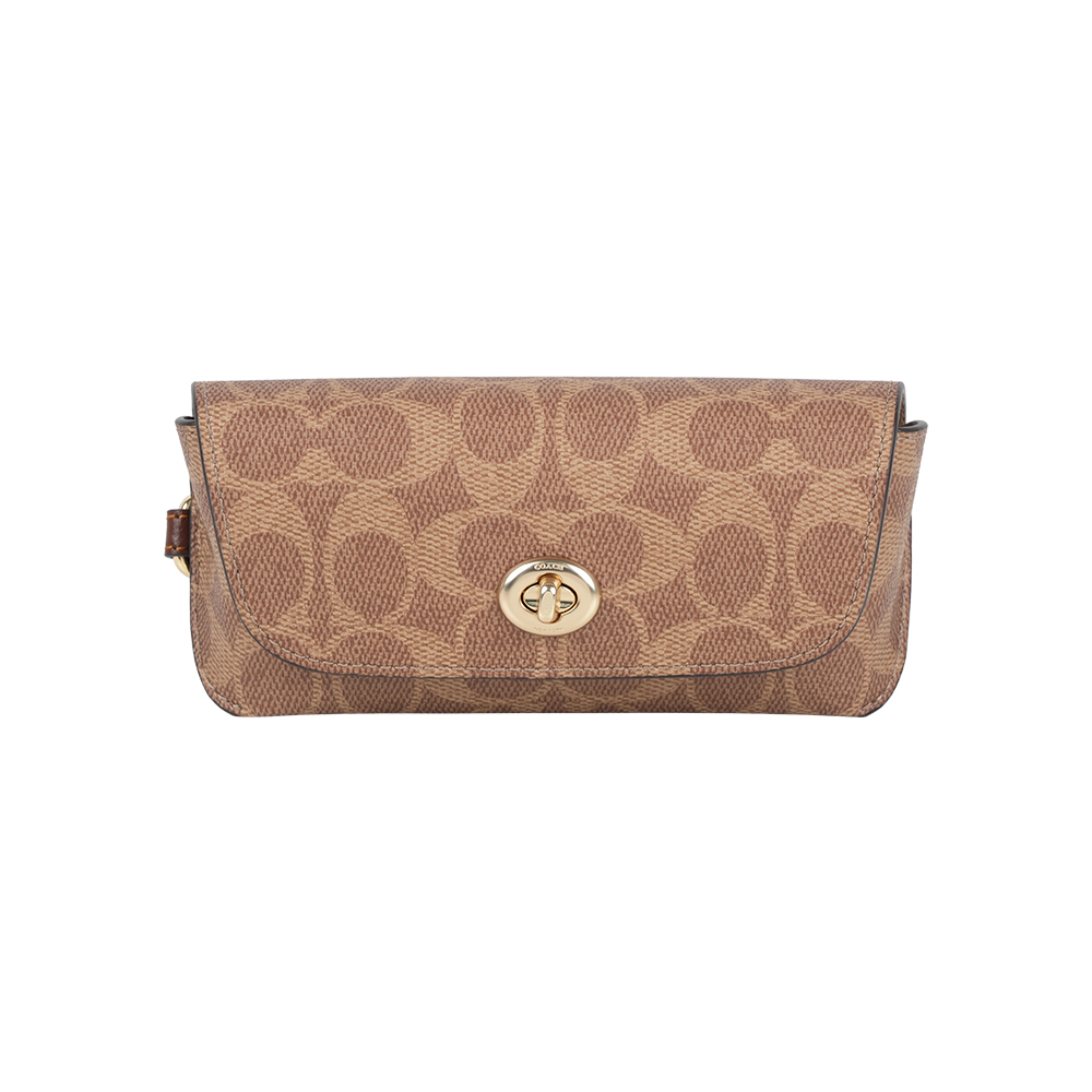 COACH CC Logo 塗層帆布附提把萬用包/眼鏡收納包(棕褐色/棕色), , large