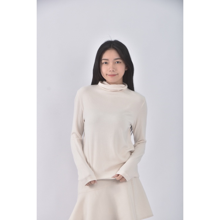 (S) gozo棉質高領杏色長袖上衣二手衣, , large