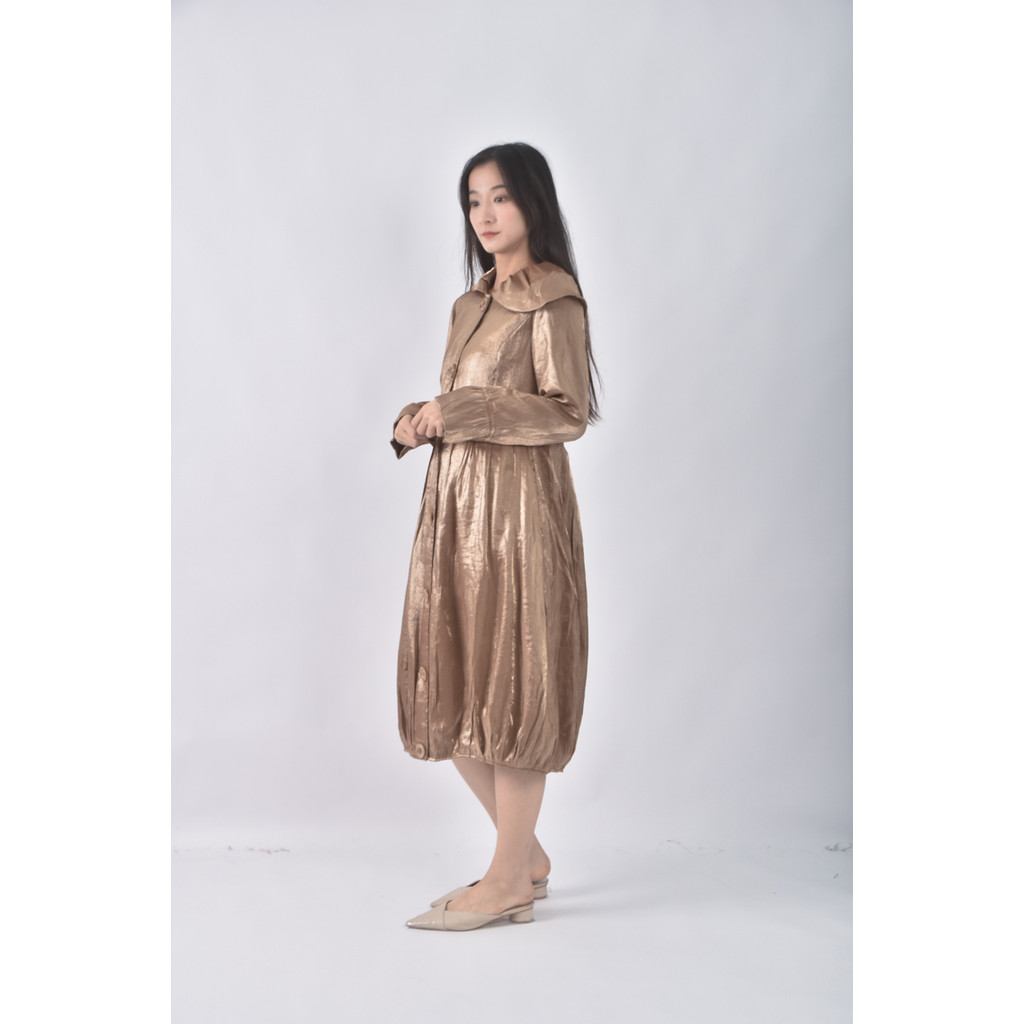 (L) anna sui禮服亮面棕色洋裝二手衣, , large
