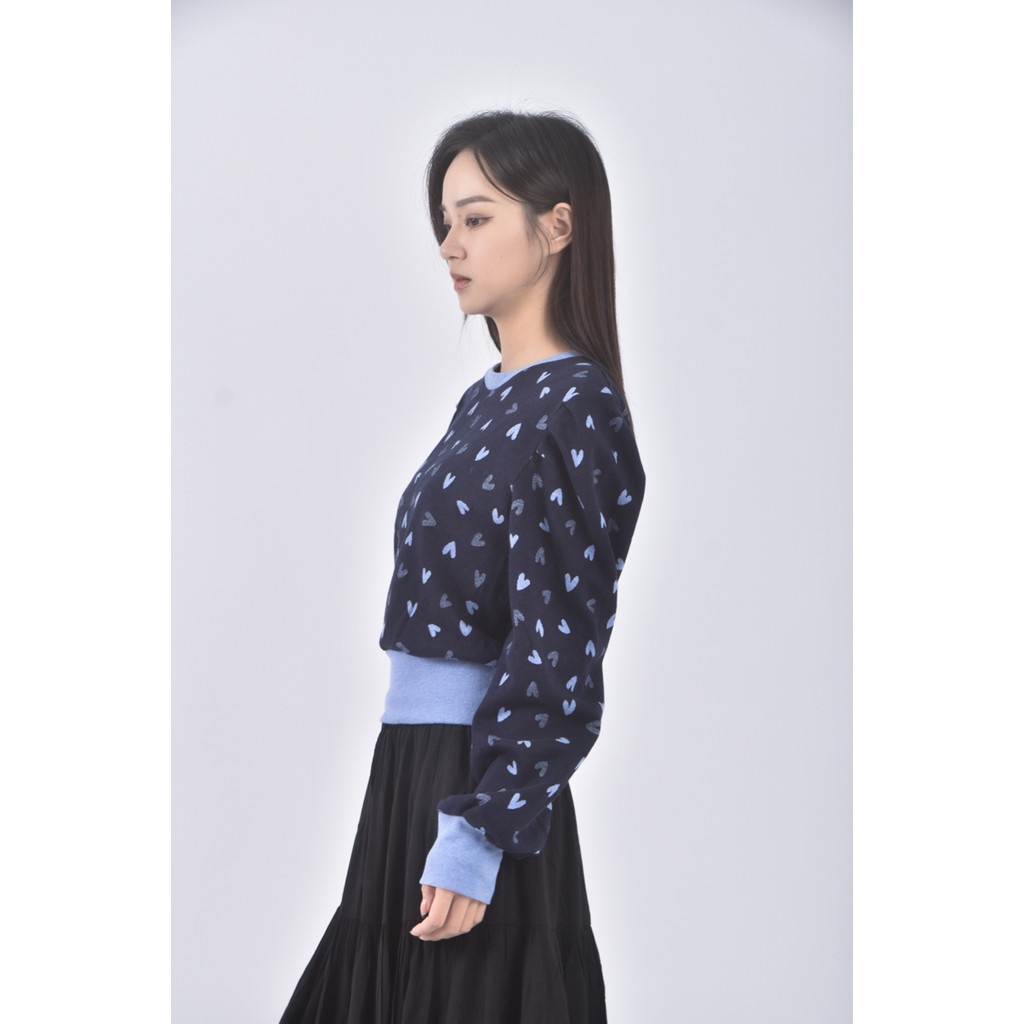 (S) rare closet韓牌質感愛心藍色長袖上衣二手衣, , large