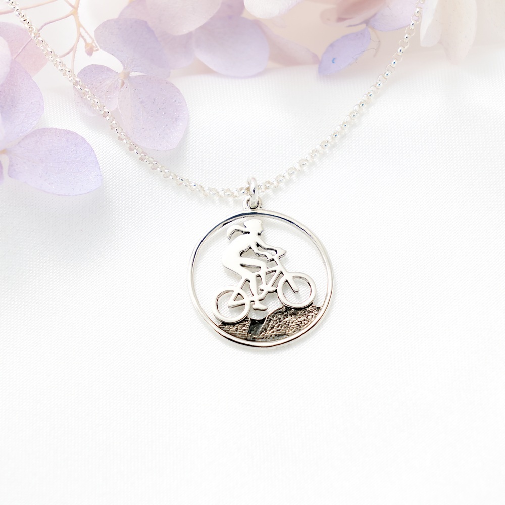 【Angel & Me】自行車 越野 登山 s925 純銀項鍊 運動 生日禮物, , large