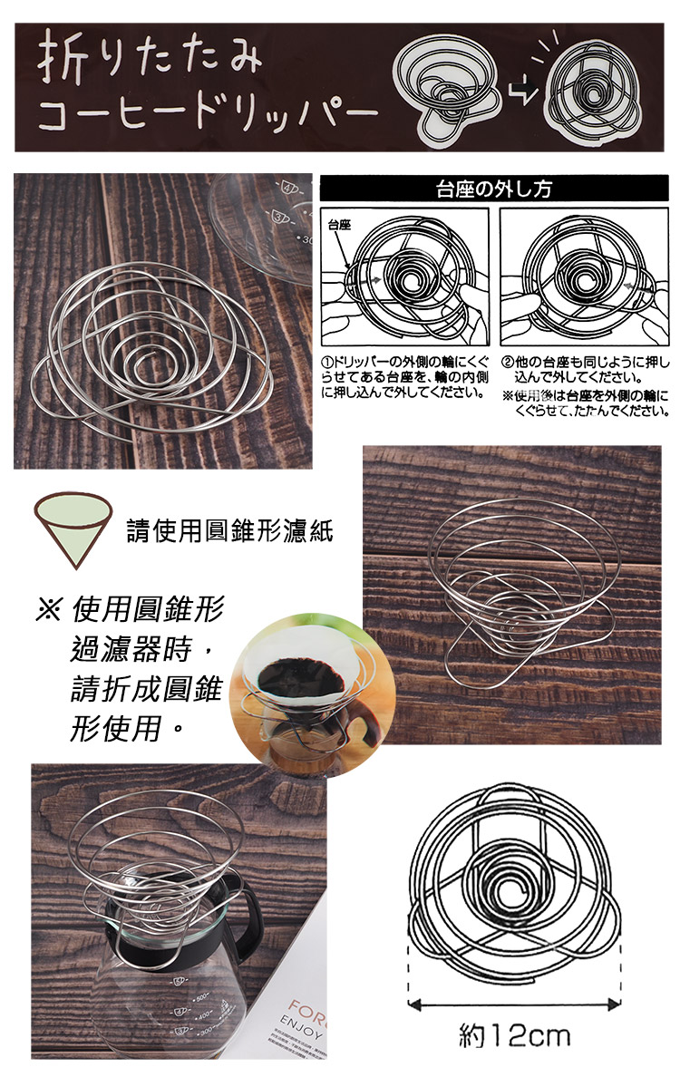 日本進口折疊咖啡濾架-3入, , large