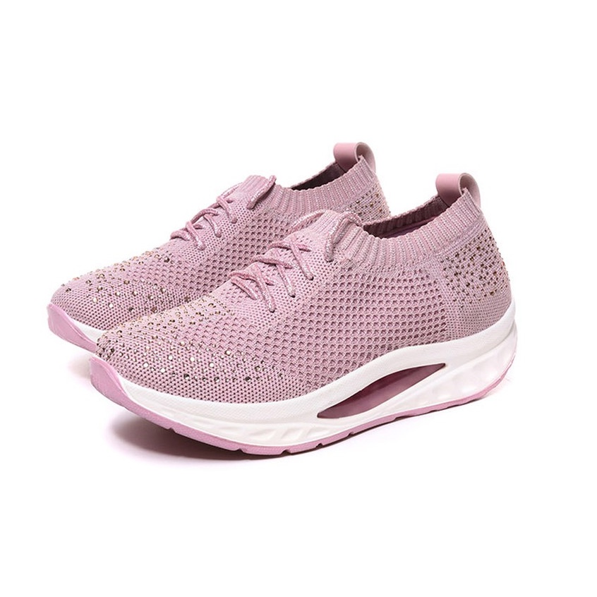 HANG TEN 專利足弓氣墊鞋 女鞋 保庇天后 王彩樺代言 休閒 針織 彈力 美腿 水鑽 透氣 排濕 減壓鞋墊 櫻花粉, , large