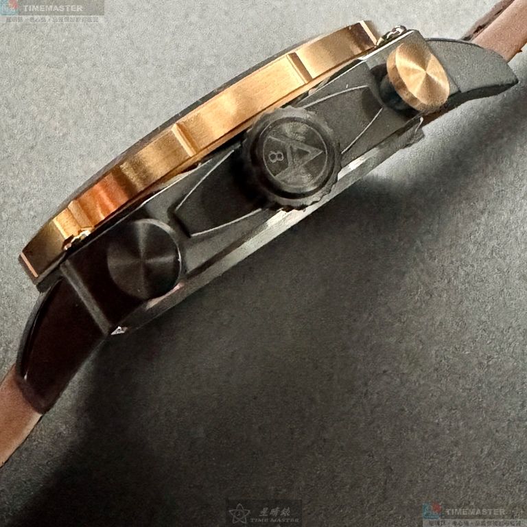 [星晴錶業]新品牌手錶,44mm,AV52667黑色玫瑰金色錶面玫瑰金錶殼咖啡色真皮皮革錶帶款, , large