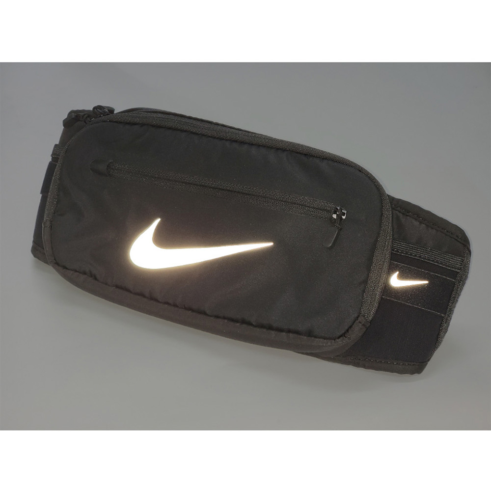 NIKE RUN 腰包 隨身包 休閒 逛街 慢跑 戶外運動 簡約 反光 拉鍊內袋 彈性 減緩晃動 耐用 透氣 舒適 黑, , large