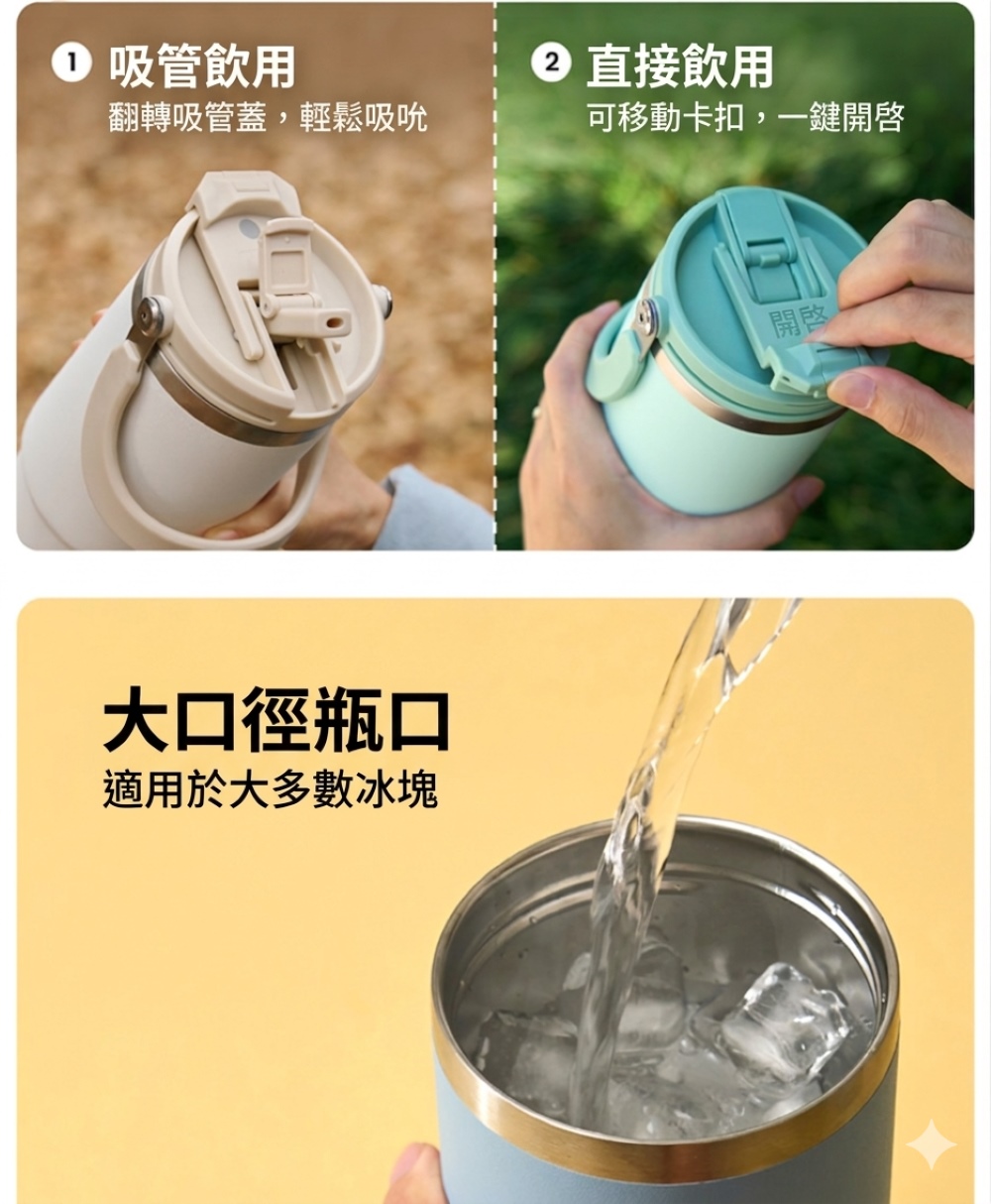 【H&R安室家】TYESO泰碩 304不鏽鋼雙飲保溫杯1200ml(H77), , large