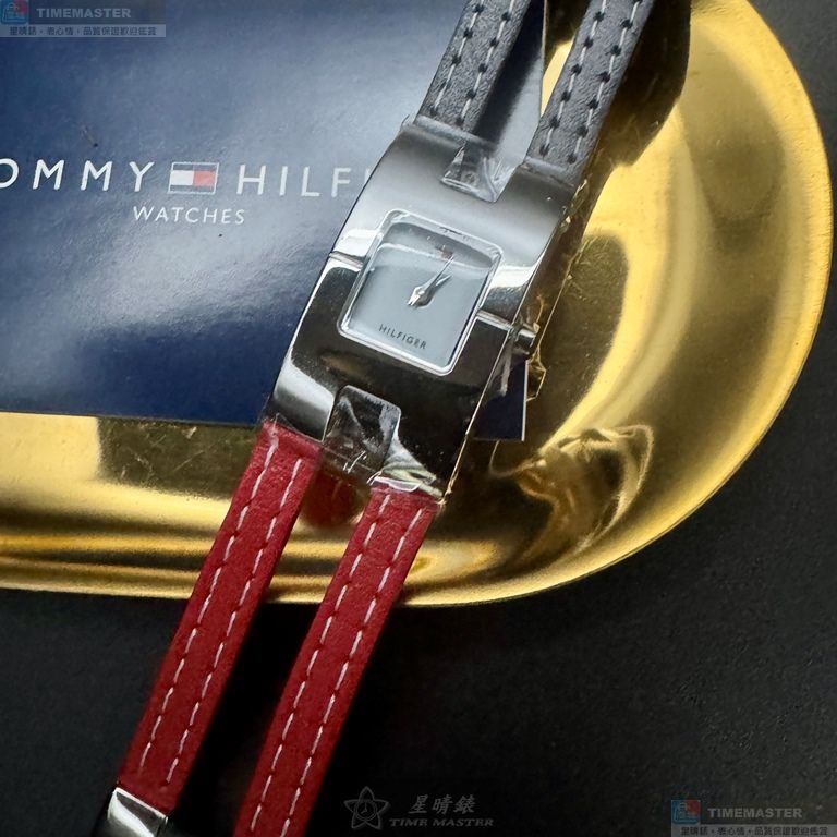 [星晴錶業]TommyHilfiger手錶,20mm, 34mm,TH00073白色錶面銀錶殼藍紅真皮皮革錶帶款, , large
