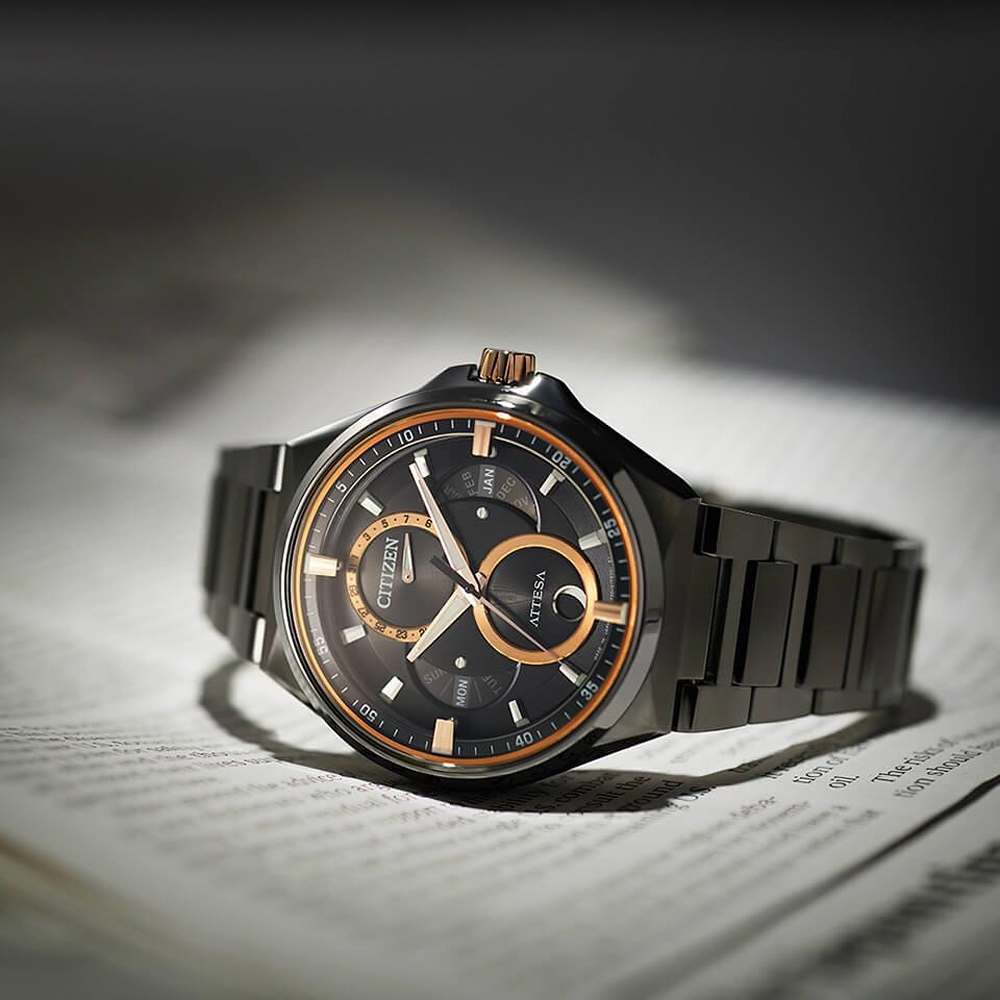 CITIZEN 星辰 鈦金屬 光動能三重日曆月相手錶/42mm BU0065-64E, , large