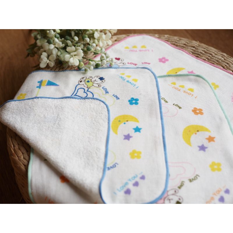 [Kaimei Cotton] 8-pack Randomly Excellent MIT Made in Taiwan Cute Half Cotton Half Gauze Small Square Towel Pure Cotton Soft Comfortable Water Absorbent, , large