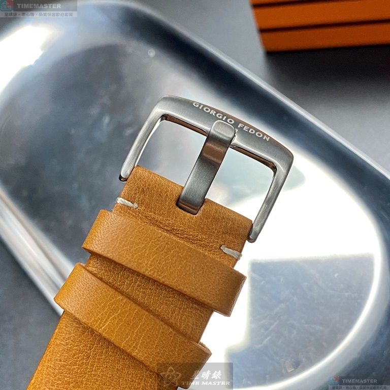 [星晴錶業]GiorgioFedon1919手錶,46mm,GF00031黑色錶面銀錶殼咖啡色真皮皮革錶帶款, , large