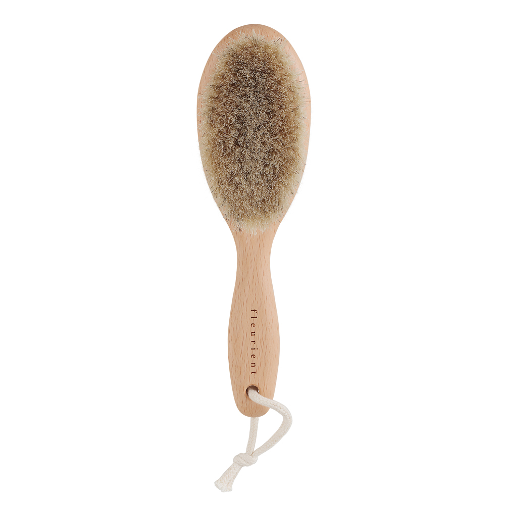 Fleurient Dry Brush for Body Massage and Exfoliation, made of genuine horse hair  , , large