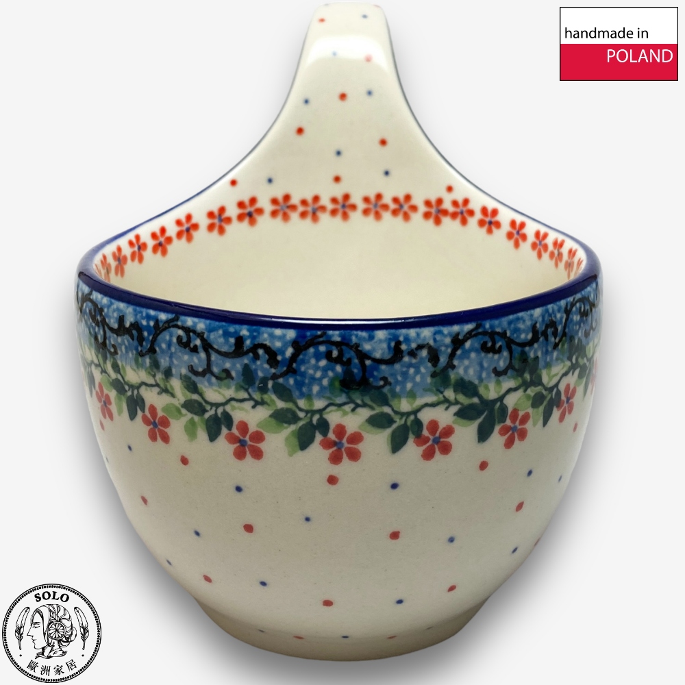 【SOLO Vintage】CA Polish Pottery 400ml Bowl with Handles Red Princess Series, , large