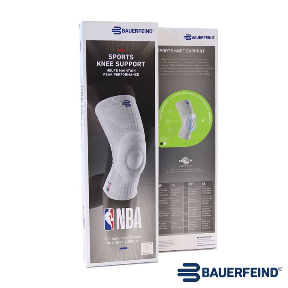 [秉宸] BAUERFEIND 保爾範 NBA 專業運動護膝 德國製 護具 運動護具 白 單入裝 700001, , large