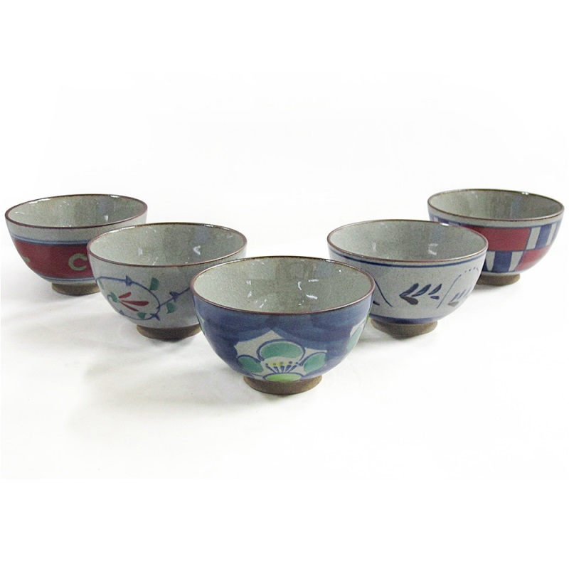 [豐名日本餐具] 4.0"井 錦茶漬揃 (5色入) 有田燒 / C04DB0-219, , large