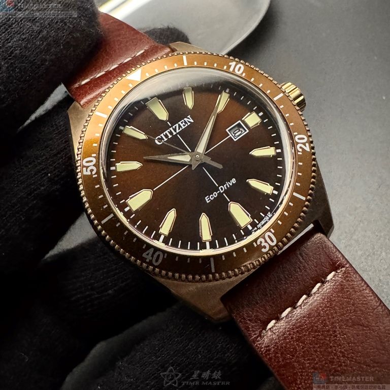 [星晴錶業]CITIZEN手錶,42mm,CI00020古銅色錶面古銅色錶殼咖啡色真皮皮革錶帶款, , large